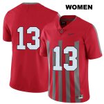 Women's NCAA Ohio State Buckeyes Rashod Berry #13 College Stitched Elite No Name Authentic Nike Red Football Jersey OT20Z35BH